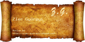 Zier Györgyi névjegykártya